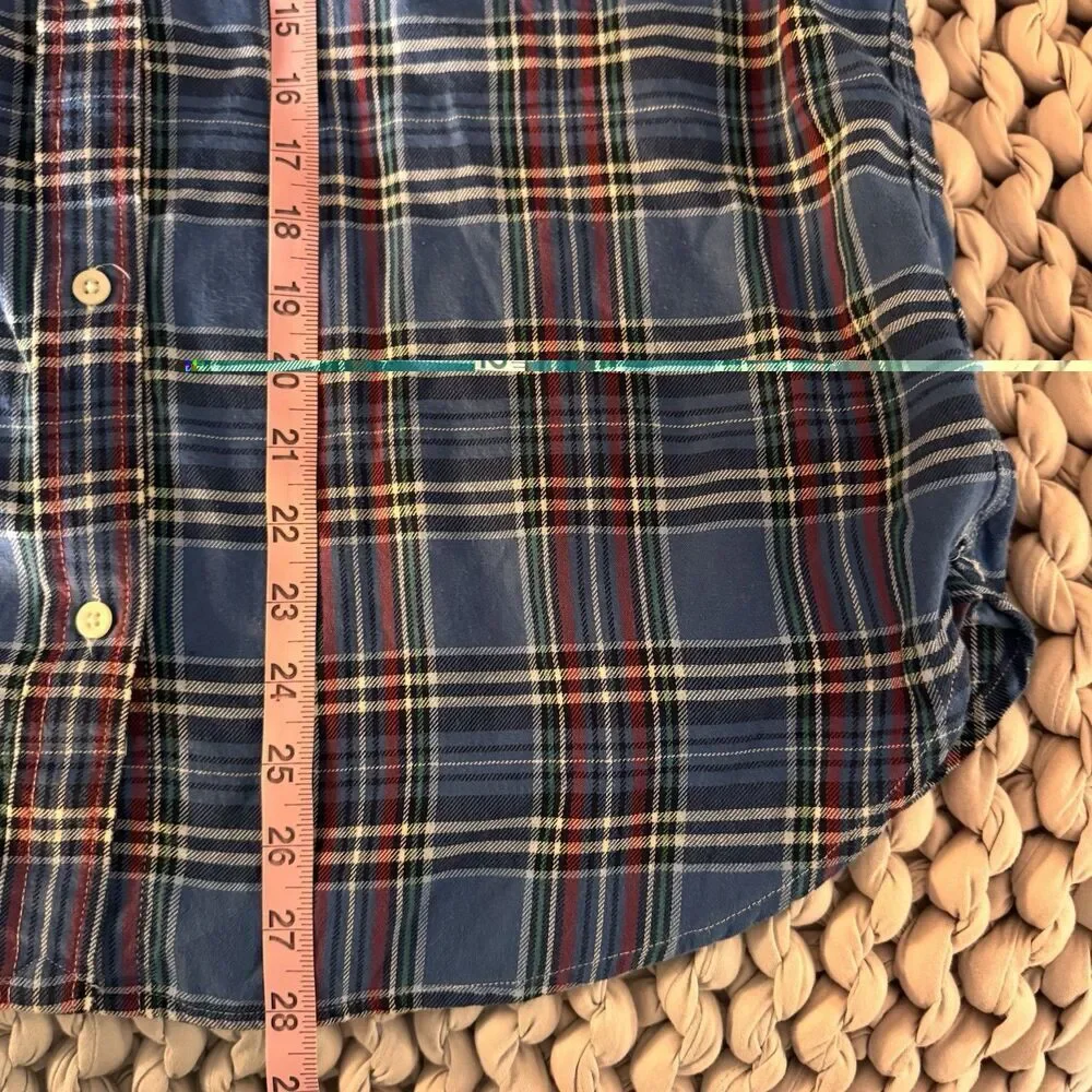 LRL Ralph Lauren Jeans Co. Women's XL Blue Plaid Long Sleeve Button Up Shirt - Picture 6 of 6